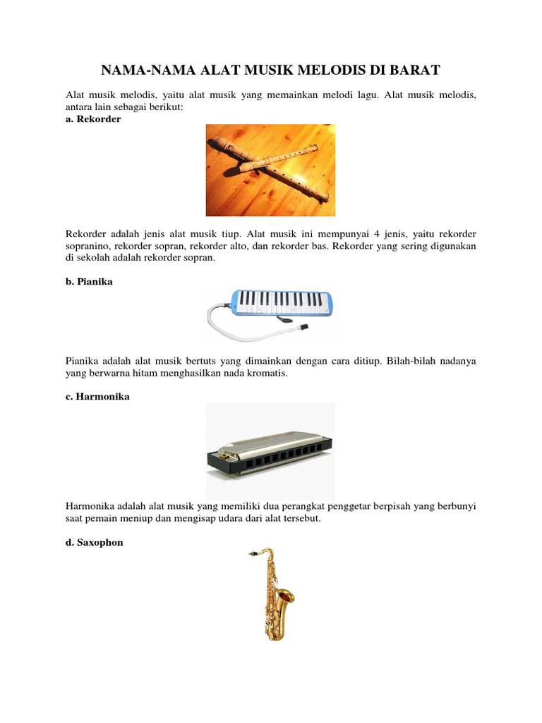 Alat Musik Melodis Yang Dimainkan Dengan Cara Ditiup 