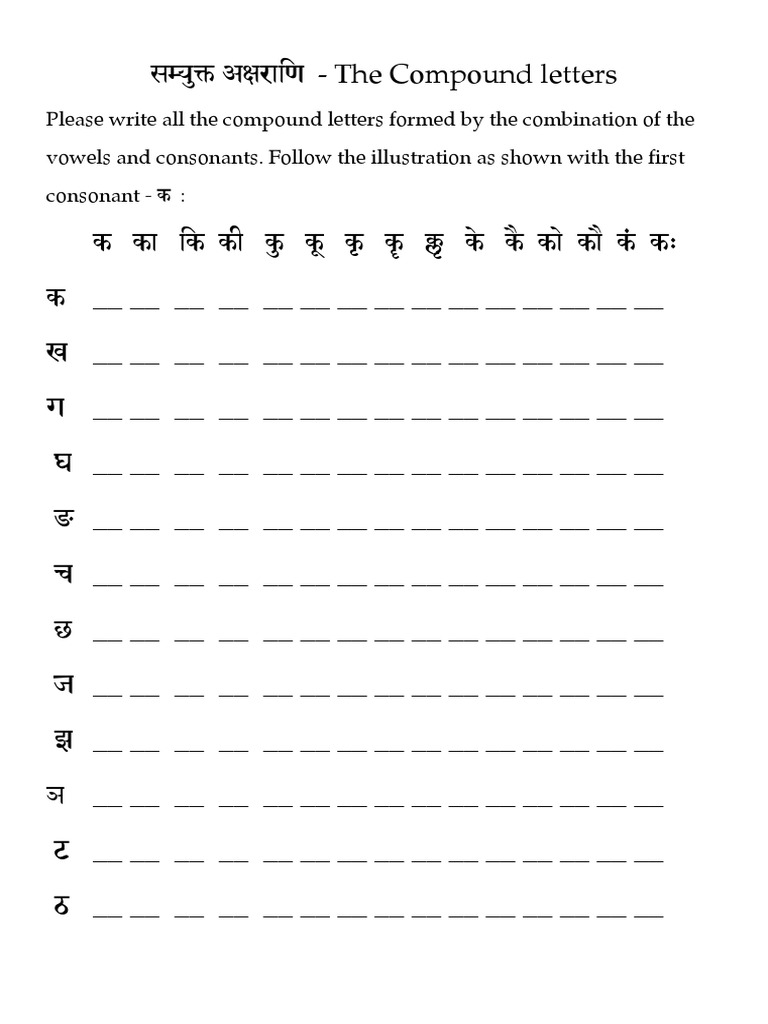 सम्युक्त अक्षराणि - The Compound letters | PDF | Languages Of Asia ...