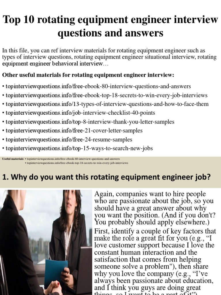 Top 10 Rotating Equipment Engineer Interview Questions and Answers PDF Organizational