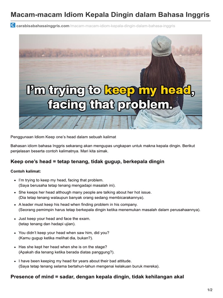 Macam Macam Idiom Kepala Dingin Dalam Bahasa Inggris Pdf Pdf