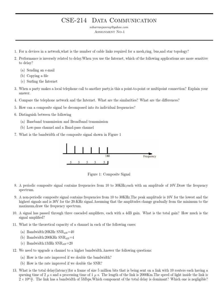 Data Communication Assignment Overview | PDF | Bandwidth (Signal ...