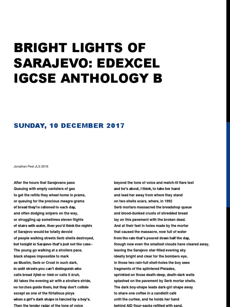 Bright lights of sarajevo 1 poetry fiction literature