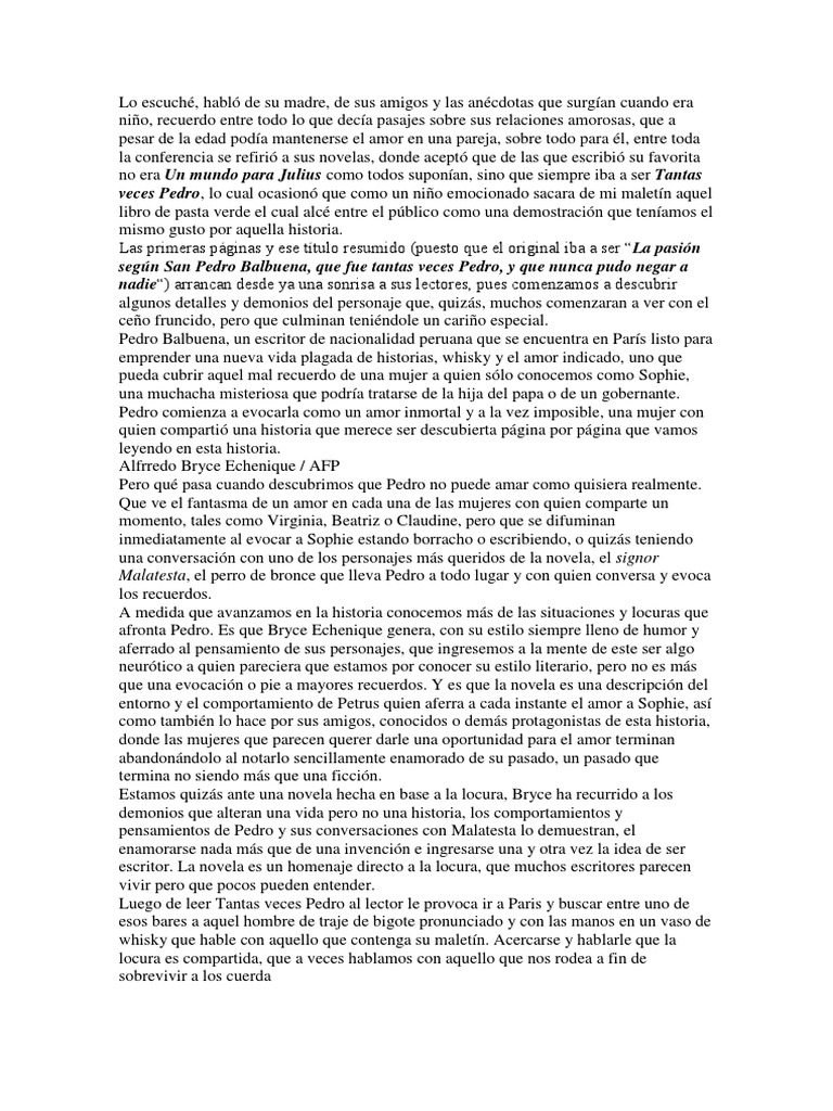 Un recorrido por la locura y el amor eterno a través de la novela Tantas Veces Pedro de Alfredo
