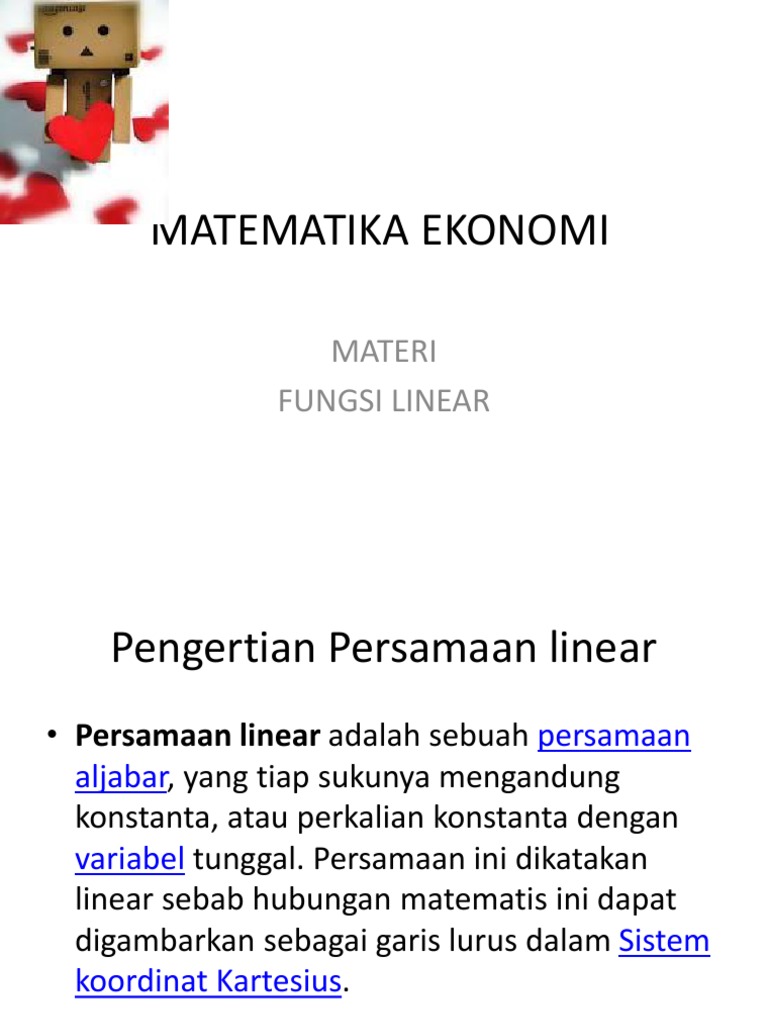 Matematika Ekonomi Fungsi Linear