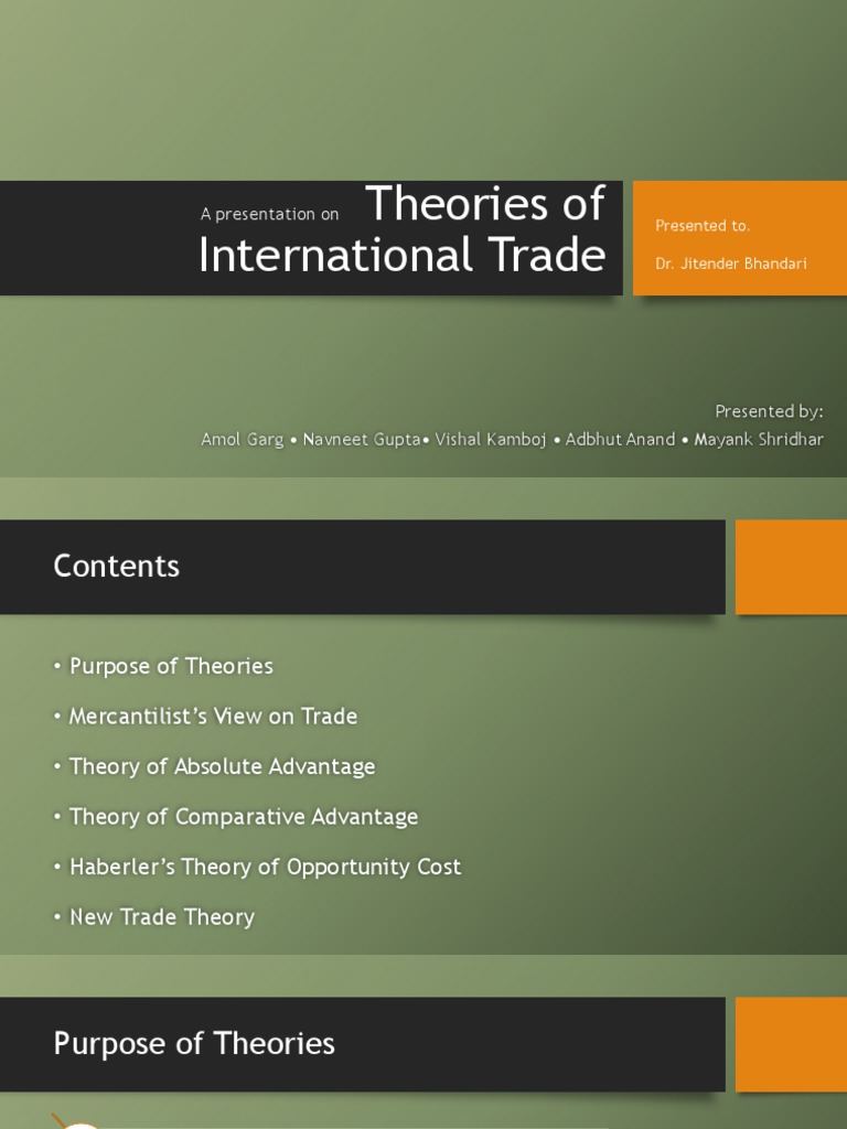 Trade Theories | PDF | Comparative Advantage | Mercantilism