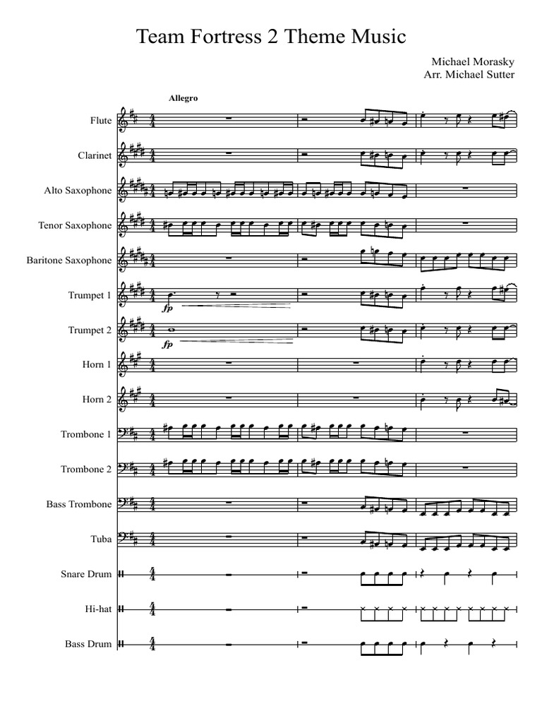 Team Fortress 2 Theme Sheet Music | PDF | Trombone | Musical Compositions