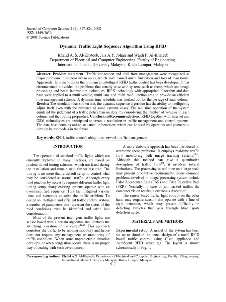 Intelligent Trafiic Controller Using RFID | PDF | Traffic | Radio ...
