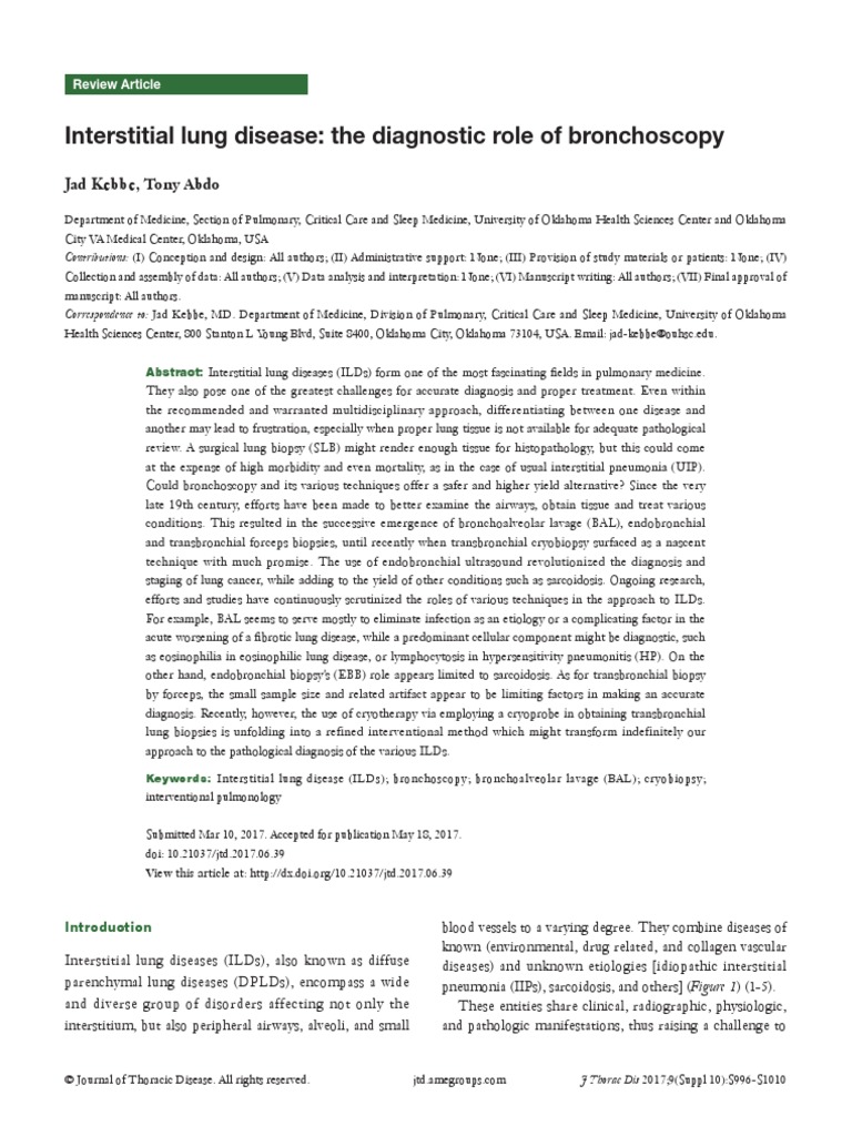 Interstitial Lung Disease: The Diagnostic Role of Bronchoscopy. | PDF ...