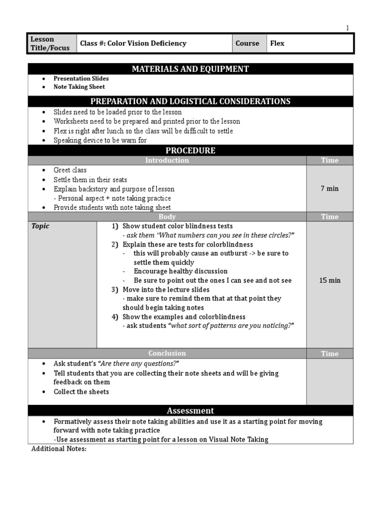 Color VD Lesson - ps1 | PDF | Educational Assessment | Educational ...