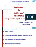 A Presentation On Setting-Up of A World Class Energy Technology & Research Institute