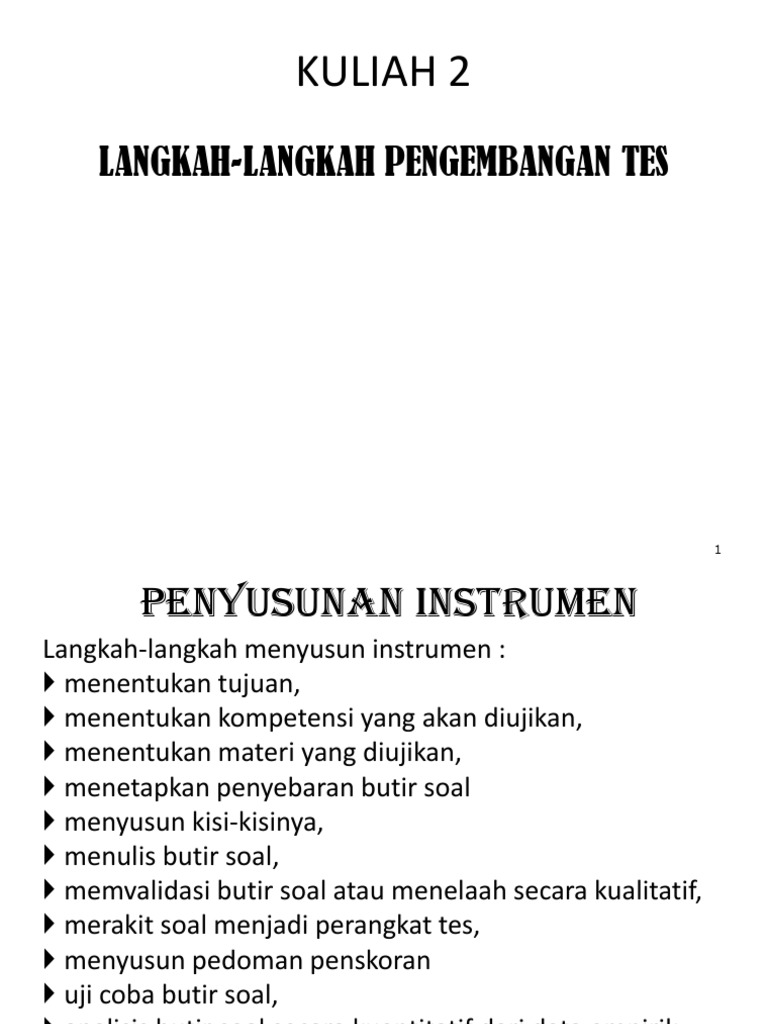 Langkah Pengembangan Tes