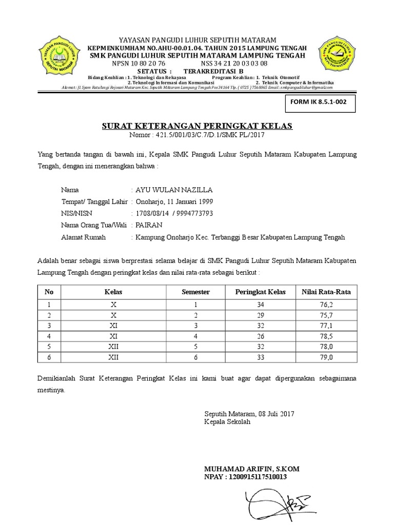 surat-keterangan-peringkat-kelas-pdf