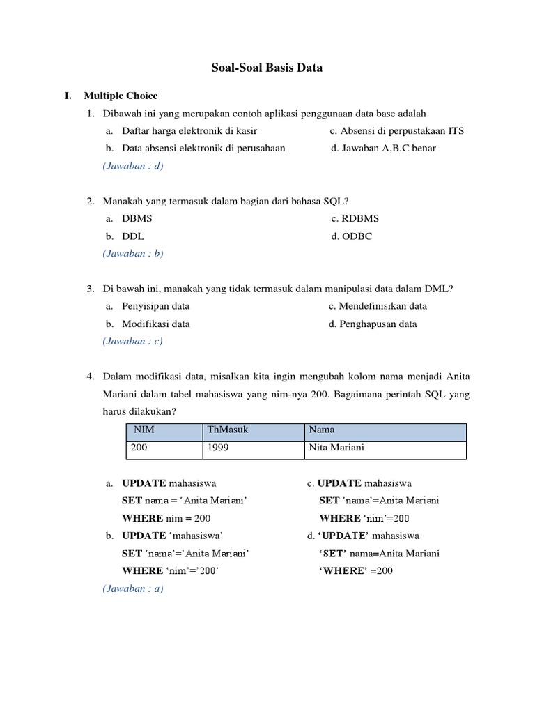 45929907 Soal Soal Basis Data Docx