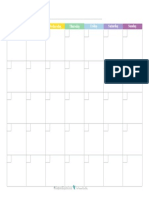 Blank Monthly Calendar Raibow Monday Start PDF