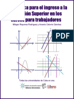 Matemática para El Ingreso A La Educación Superior en Los Cursos para Trabajadores - Riquenes Rodríguez