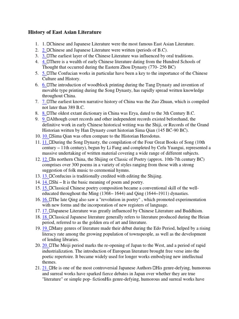 History of East Asian Literature | PDF | The Tale Of Genji | Chinese ...