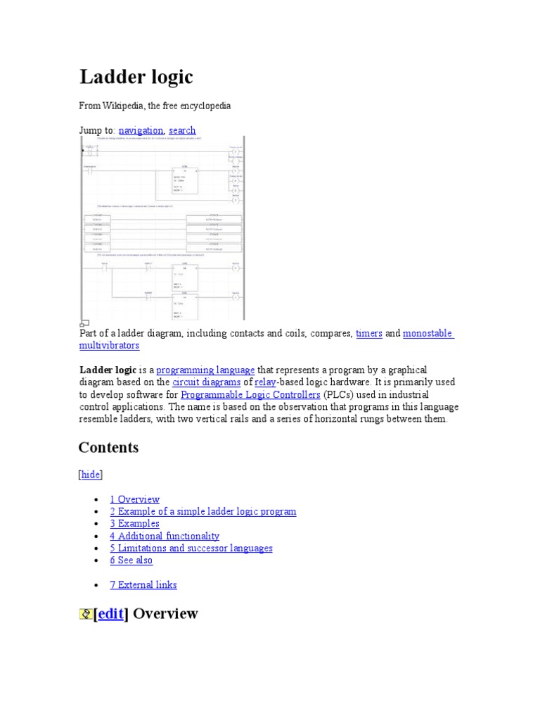 Ladder Logic: From Wikipedia, The Free Encyclopedia | PDF ...