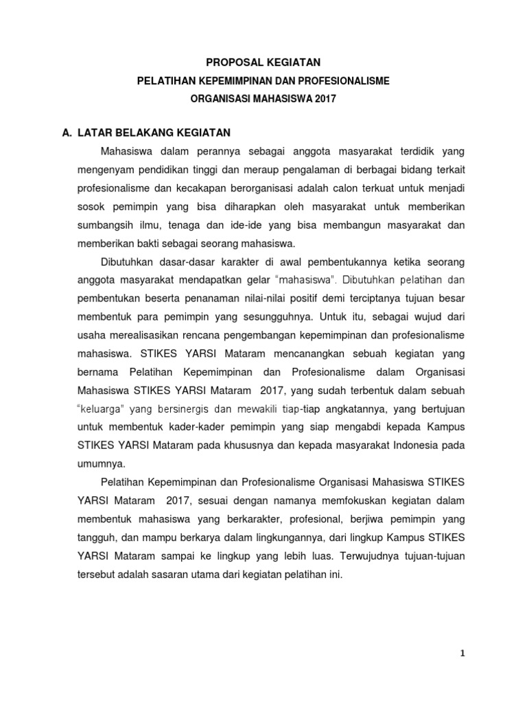 Contoh Proposal Pelatihan Kepemimpinan Di Perusahaan  Berbagi Contoh