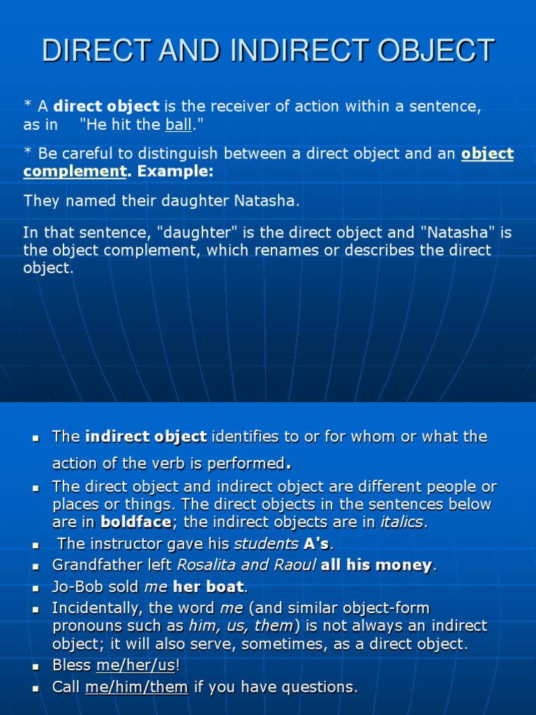 Direct and Indirect Object