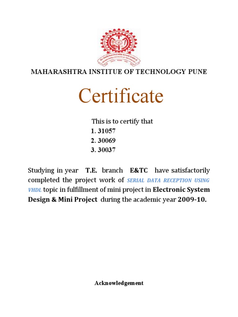 Serial To Parallel in Vhdl...... PDF Data Transmission