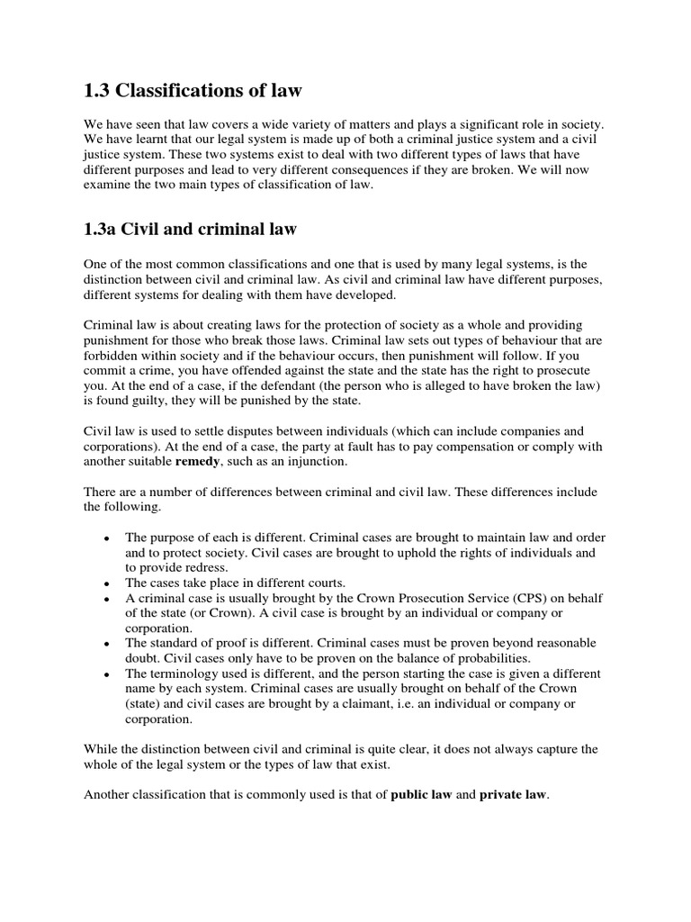 Classifying Criminal and Civil Laws A Case Study of Speeding and a