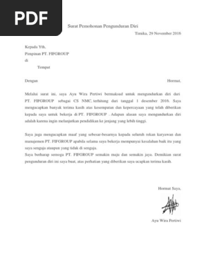 Surat Pengunduran Diri