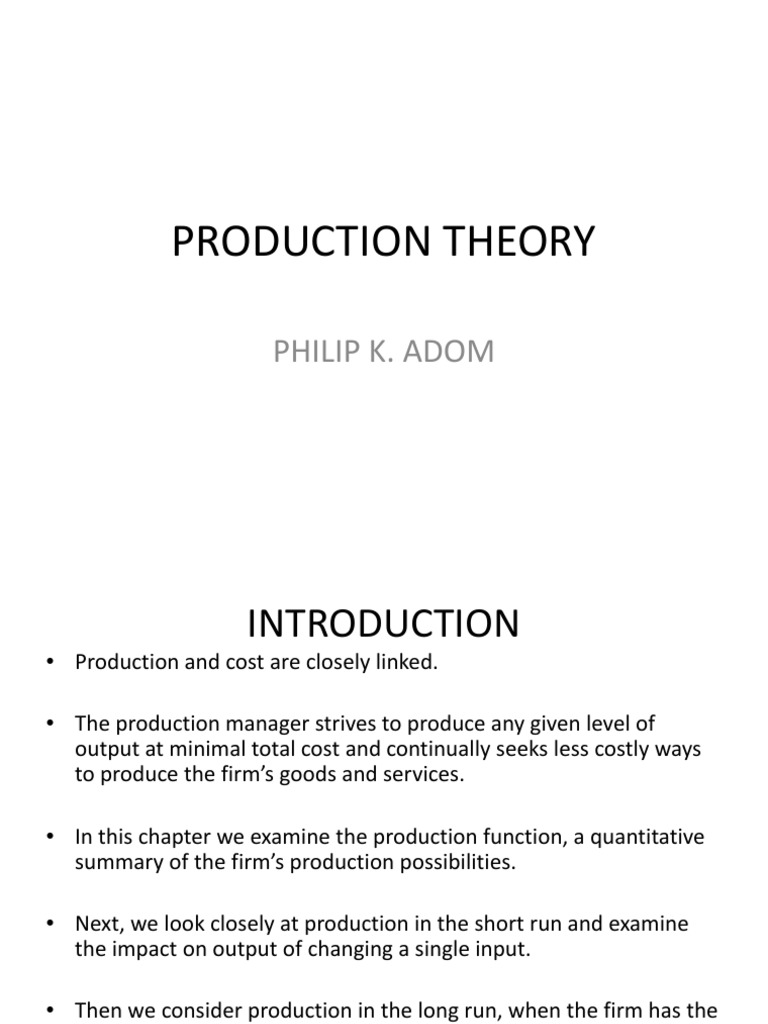 Production Theory | PDF | Production Function | Long Run And Short Run