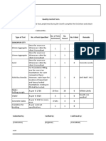 For The Contractually Required Tests Performed During The Month Complete The List Below and Attach Copies of Test Results