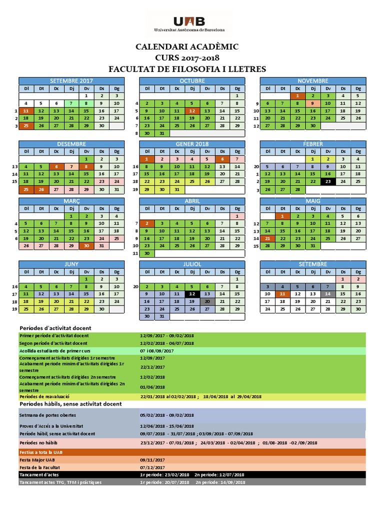 Calendari Academic 2017 2018 PDF