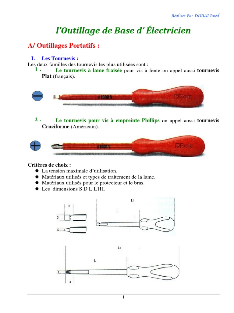 Liste Des Outils D Electricien Pdf