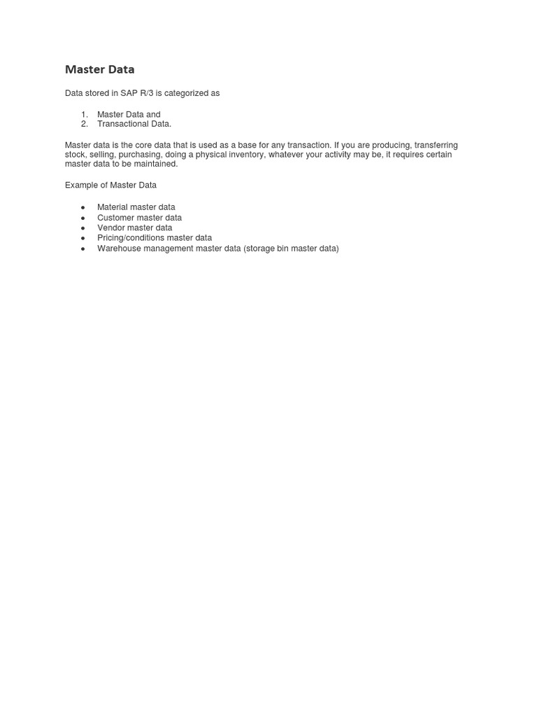 Understanding SAP MM Master Data | PDF