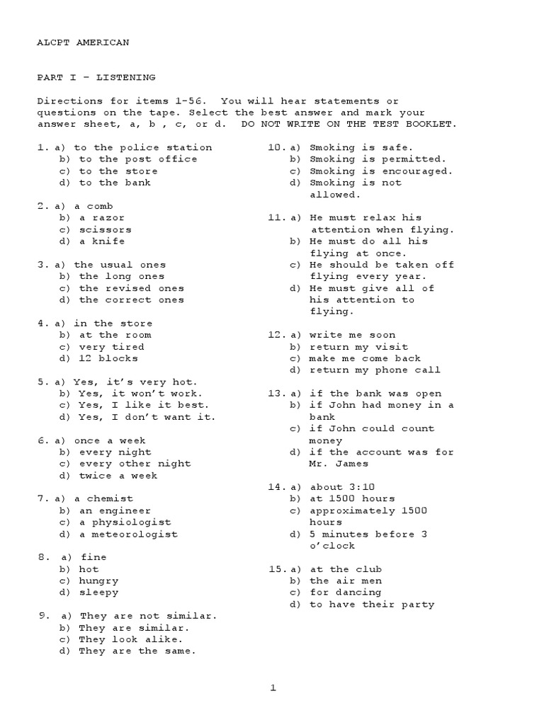 ALCPT Listening and Reading Test Guide | PDF | Nature