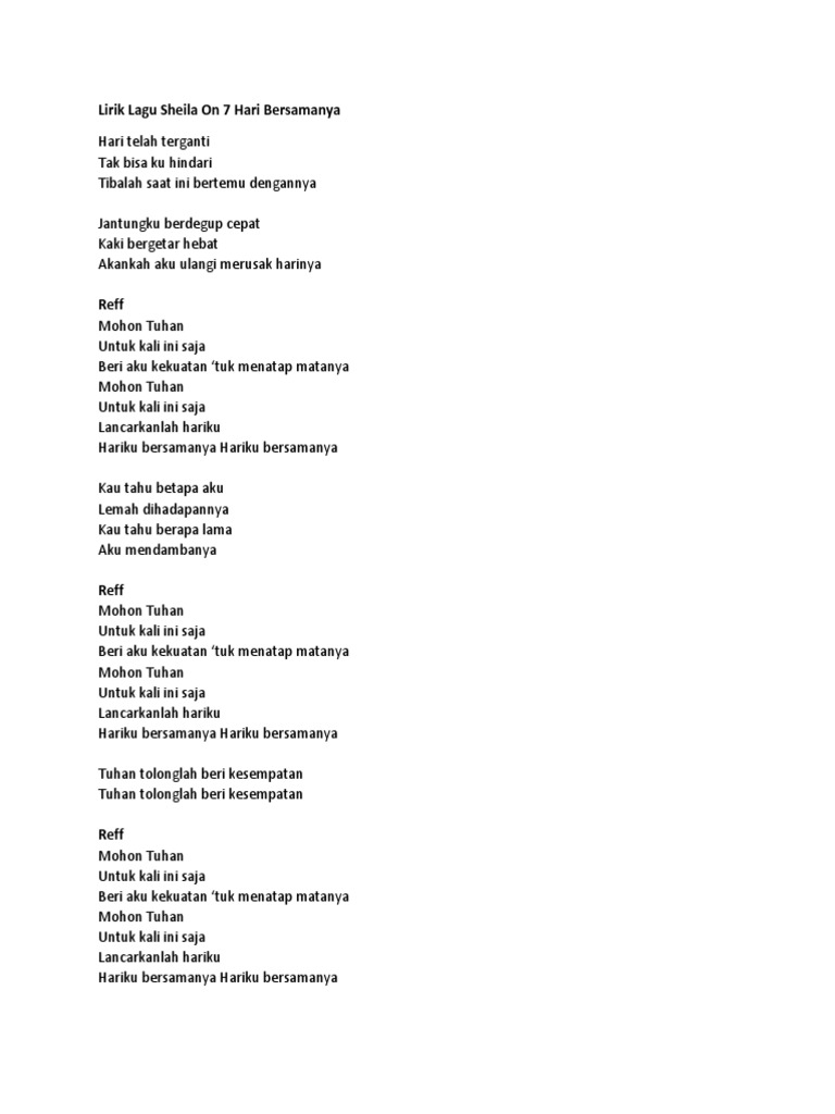 Lirik Lagu Sheila On 7 Hari Bersamanya