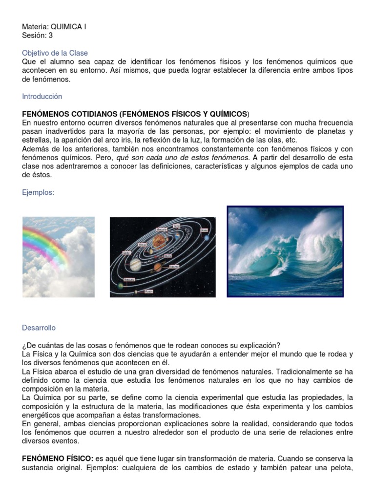 Ejemplos De Fenomenos Fisicos De La Materia Material