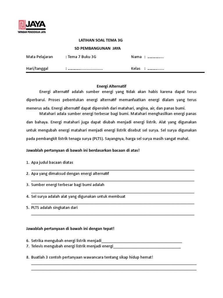 Contoh Wawancara Tentang Energi