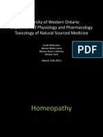University of Western Ontario Deparment of Physiology and Pharmacology Toxicology of Natural Sourced Medicine