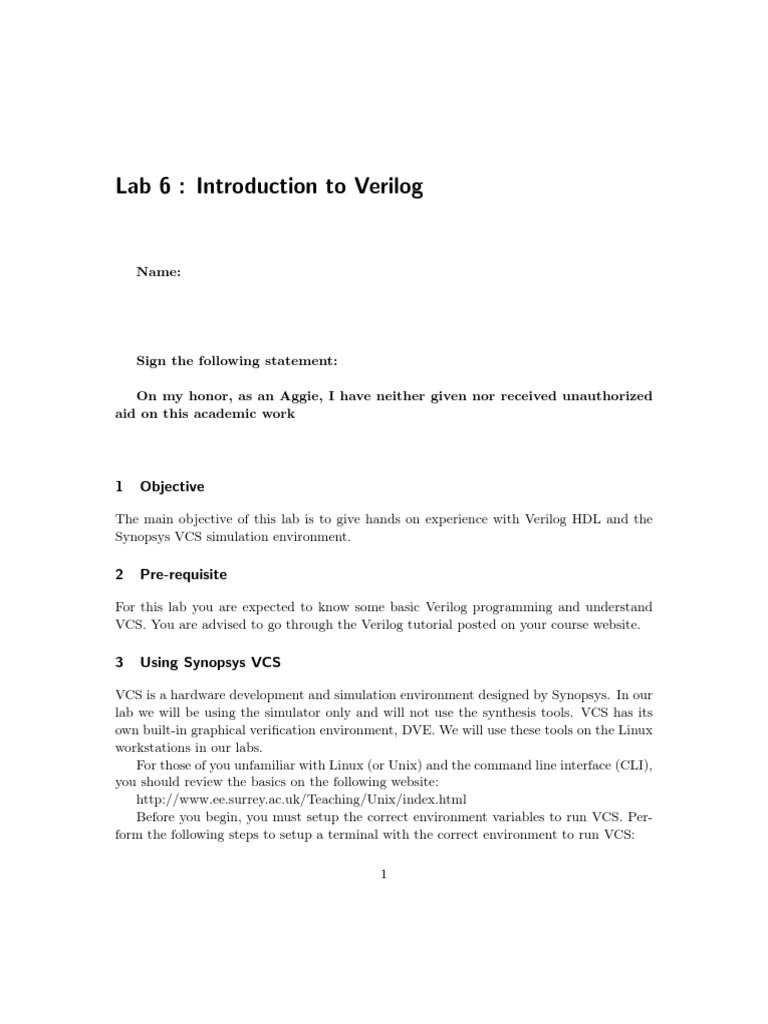Lab 6 Introduction To Verilog | PDF | Command Line Interface | Hardware ...