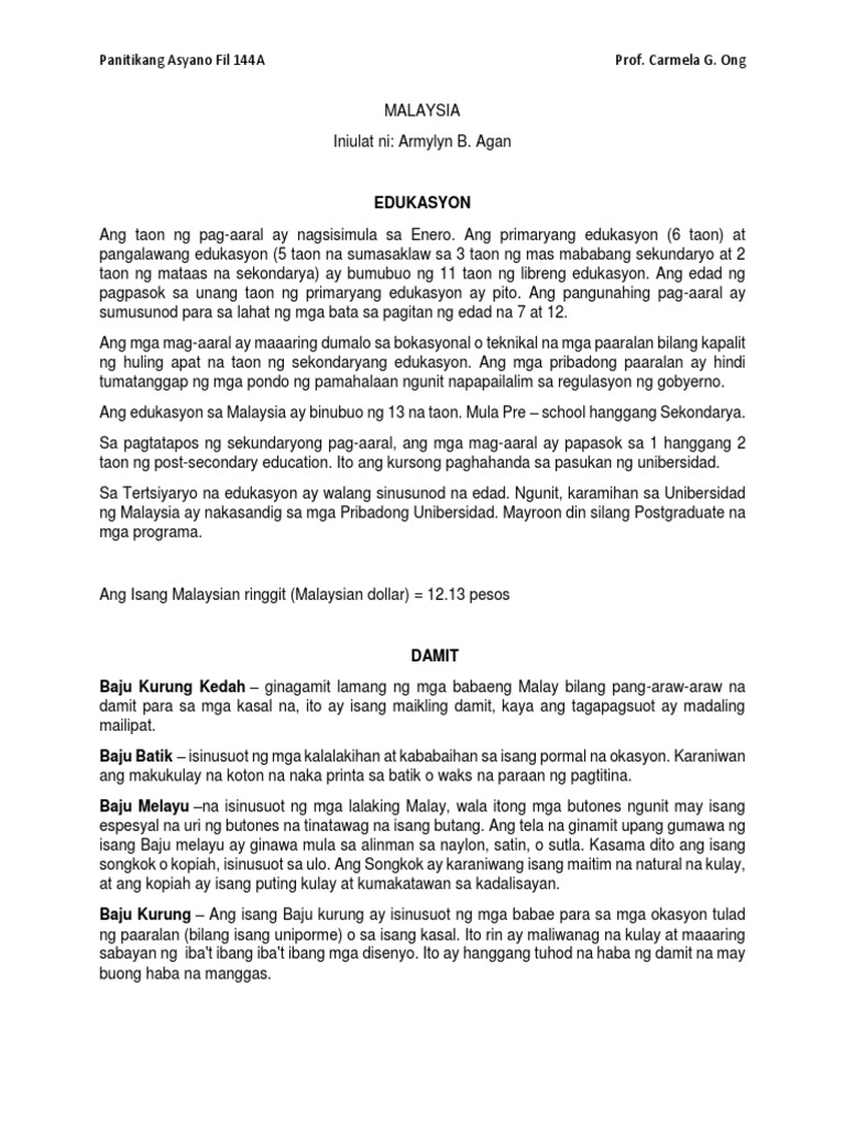 MALAYSIA Written Report | PDF