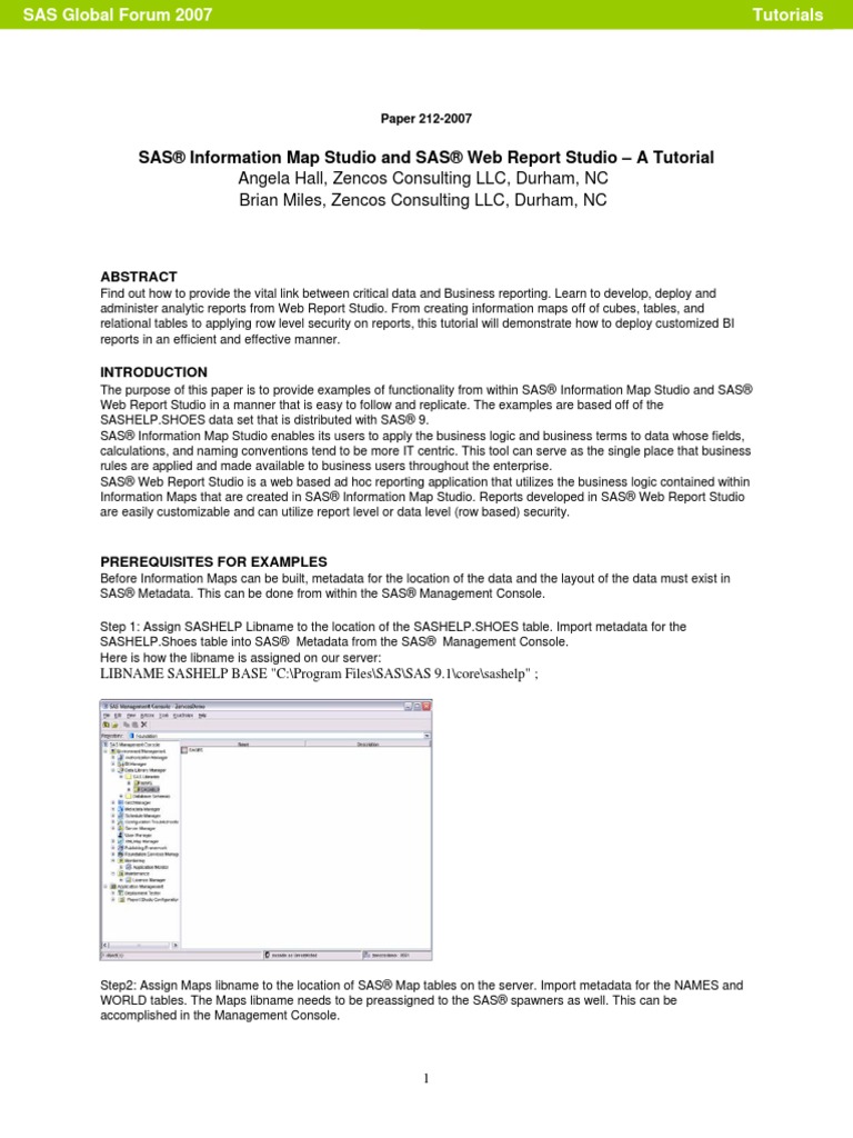 Sas InformationMap Document | PDF | Sas (Software) | Metadata
