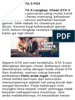 Kode Cheat GTA 5 PS3 Lengkap