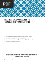 Text-Based Approaches To Evaluating Translations