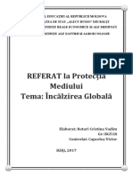 REFERAT La Protecția Mediului Tema: Încălzirea Globală