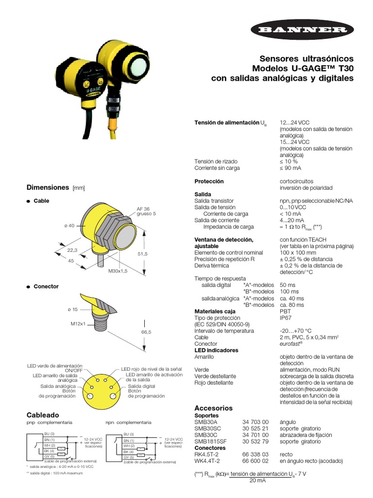 Sensres Banner sd054 | PDF | Diodo emisor de luz | Electricidad