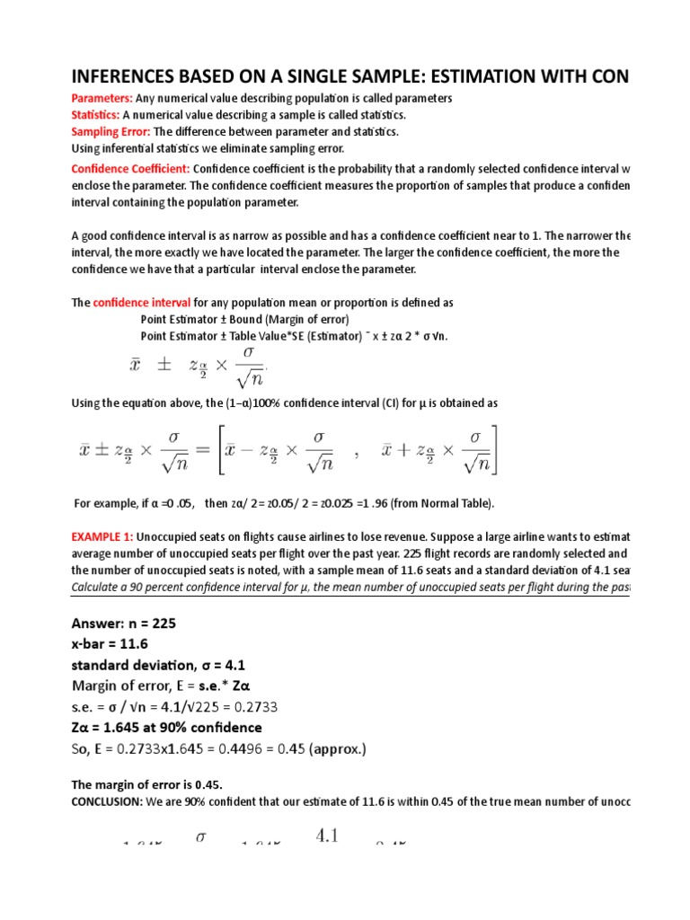 Ch5 Summary And Exercises Student V3 Pdf Confidence Interval