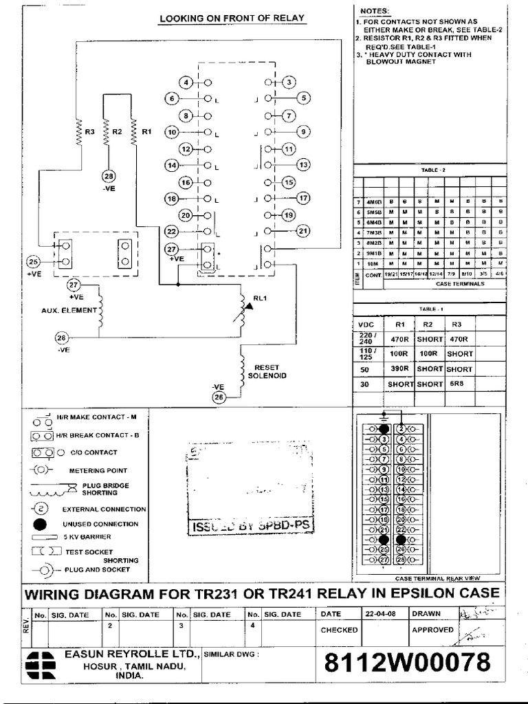 TR231/TR241 Relay Wiring Diagram | PDF | Power Engineering | Electronic ...