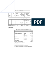 T-Test One-Sample Statistics