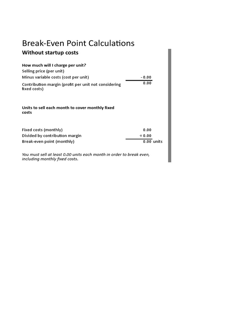 Break-Even Analysis for Startups | PDF