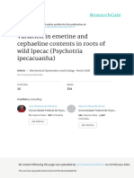 Variation in Emetine and Cephaeline Content in Roots of Wild Ipecac Psychotria Ipecacuanha_Garcia_etal2005
