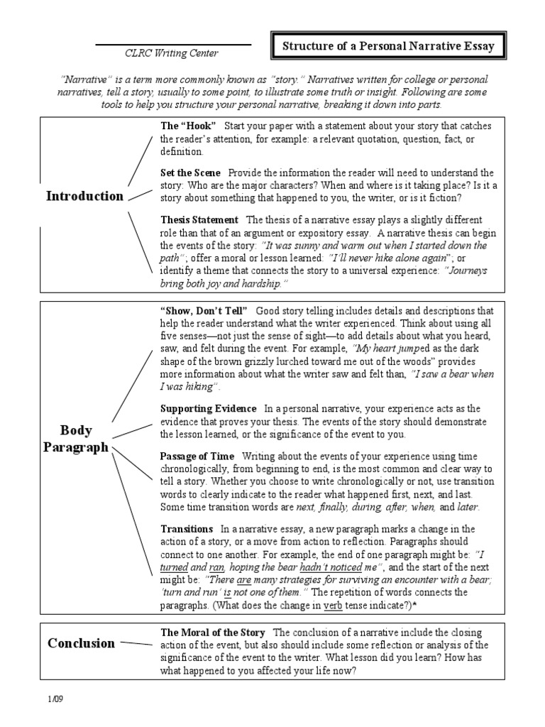 state the outline of narrative essay