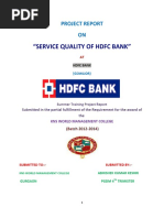 "Service Quality of HDFC Bank": Project Report ON